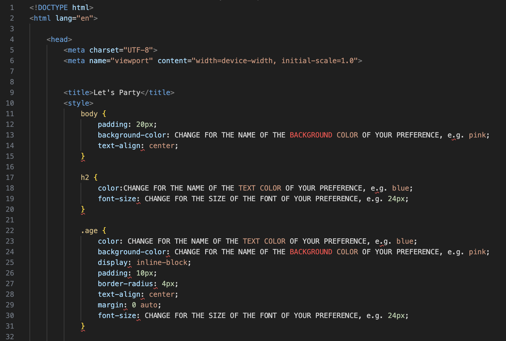 screenshot of my code